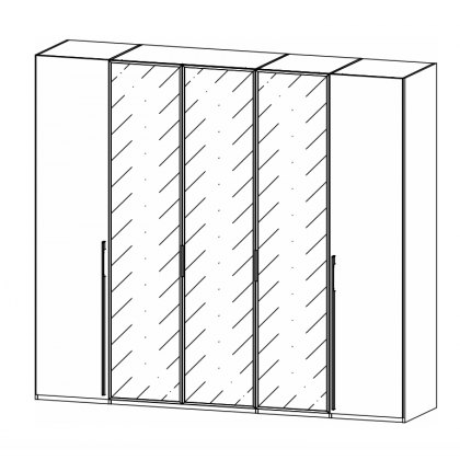 Sabrina Shine 5 Door 3 Glass Wardrobe