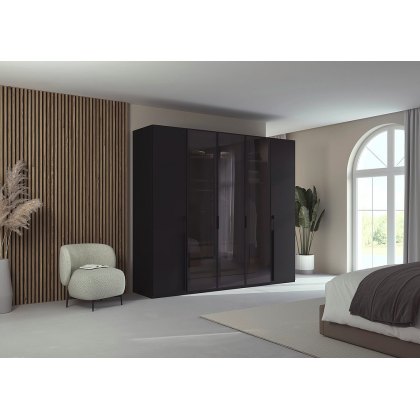 Sabrina Shine 5 Door 3 Glass Wardrobe