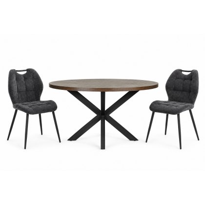 Natalie Dining Table with 2 Ally Charcoal Chairs
