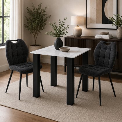 Candice Dining Table with 2 Ada Charcoal Chairs Candice Dining Table with 2 Ada Charcoal Chairs