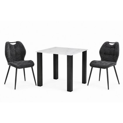 Candice Dining Table with 2 Ada Charcoal Chairs Candice Dining Table with 2 Ada Charcoal Chairs