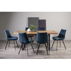Invictus 6-8 Dining Table Set (Fontana Blue Chairs) Invictus 6-8 Dining Table Set (Fontana Blue Chairs)