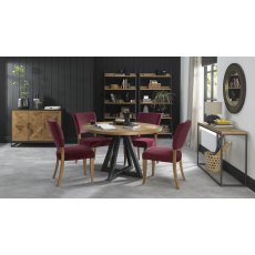 Invictus Circular Dining Table Set (Upholstered Crimson Chairs) Invictus Circular Dining Table Set (Upholstered Crimson Chairs)
