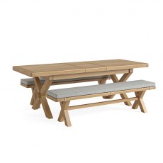 Newmarket Cross Leg Extending Dining Table (Benches) Newmarket Cross Leg Extending Dining Table (Benches)