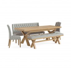Newmarket Cross Leg Extending Dining Table (Button Back Sofa) Newmarket Cross Leg Extending Dining Table (Button Back Sofa)