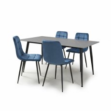 Maya Grey Dining Table & 4 Blue Chairs Maya Grey Dining Table & 4 Blue Chairs