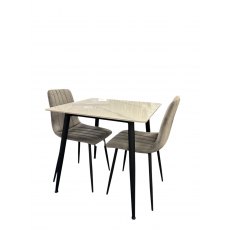 Mia Square Dining Table and 2 x Leon Velvet Grey Dining Chairs Mia Square Dining Table and 2 x Leon Velvet Grey Dining Chairs