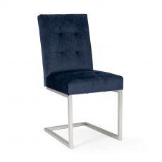 Trevino Upholstered Cantilever Dark Blue Velvet Chair Trevino Upholstered Cantilever Dark Blue Velvet Chair