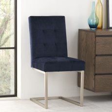 Trevino Upholstered Cantilever Dark Blue Velvet Chair