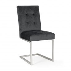 Trevino Upholstered Cantilever Dark Gun Metal Velvet Chair Trevino Upholstered Cantilever Dark Gun Metal Velvet Chair