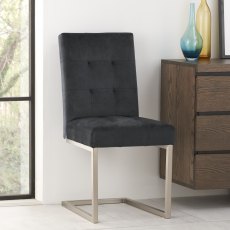 Trevino Upholstered Cantilever Dark Gun Metal Velvet Chair