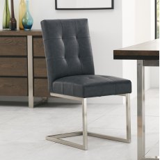 Tivoli Upholstered Cantilever Chair Mottled Black Faux Leather