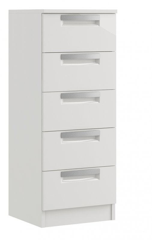 Miley High Gloss 5 Drawer Narrow Chest