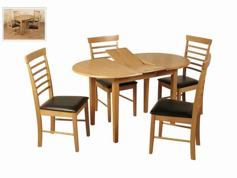 Harleston Oval Butterfly Extension Dining Set Light Oak (4 Chairs)