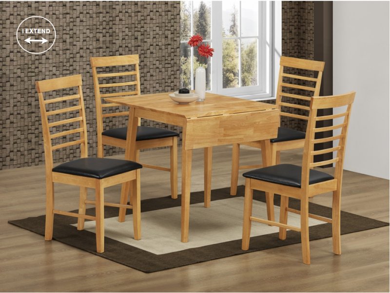 Harleston Square Drop Leaf Dining Set Light Oak (4 Chairs)