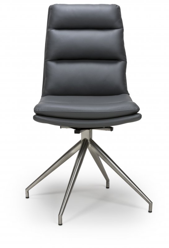Nardia Grey Swivel Chair Brushed Steel Legs