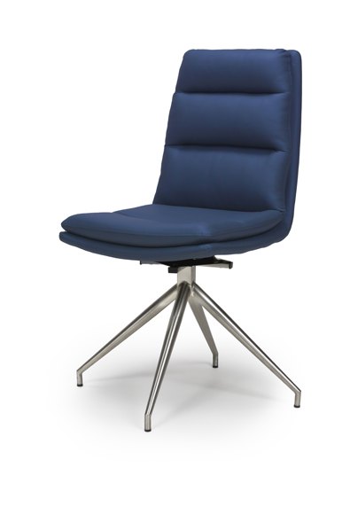 Nardia Blue Swivel Chair Brushed Steel Legs