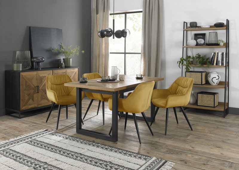 Bentley Design Invictus 4-6 Dining Table Set (Dali Chairs in Mustard)