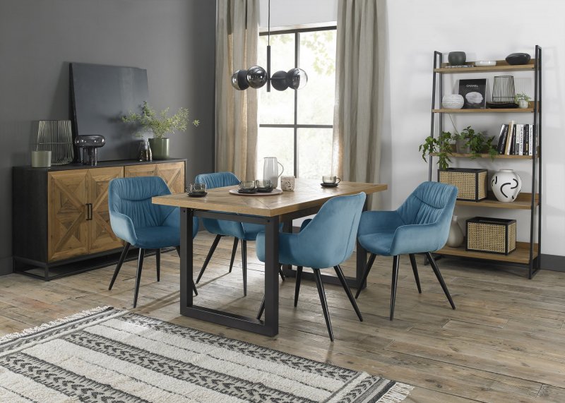 Bentley Design Invictus 4-6 Dining Table Set (Dali Chairs in Blue)