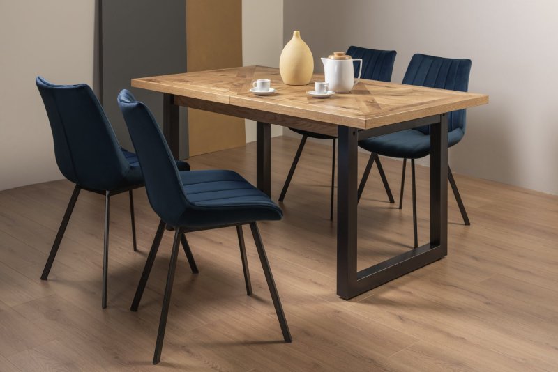 Bentley Design Invictus 4-6 Dining Table Set (Fontana Chairs in Blue)