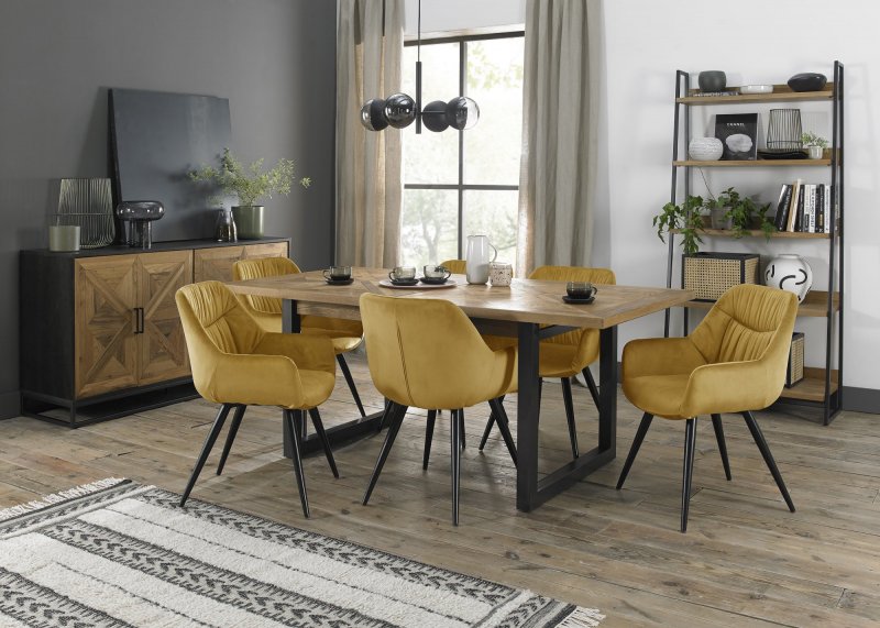 Bentley Design Invictus 6-8 Dining Table Set (Dali Mustard Chairs)