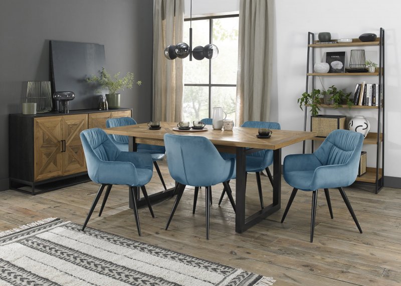 Bentley Design Invictus 6-8 Dining Table Set (Dali Blue Chairs)