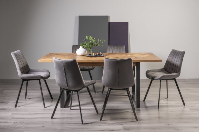 Bentley Design Invictus 6-8 Dining Table Set (Fontana Grey Chairs)