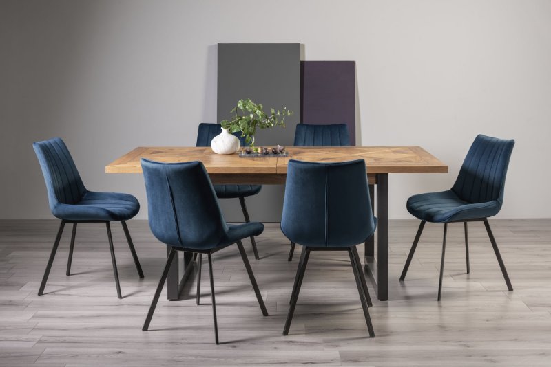 Bentley Design Invictus 6-8 Dining Table Set (Fontana Blue Chairs)
