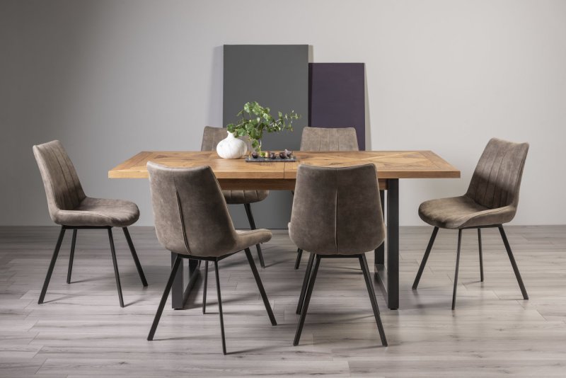 Bentley Design Invictus 6-8 Dining Table Set (Fontana Tan Chairs)