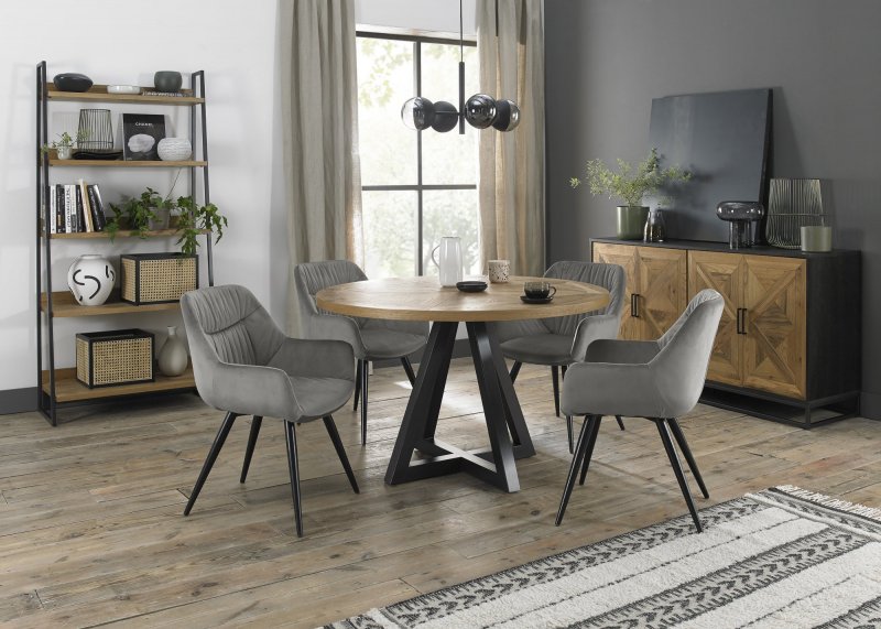 Bentley Design Invictus Circular Dining Table Set (Dali Grey Chairs)
