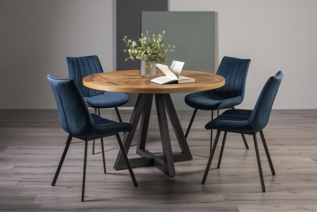 Bentley Design Invictus Circular Dining Table Set (Fontana Blue Chairs)