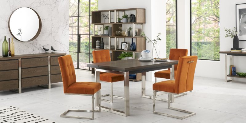 Bentley Design Trevino 4-6 Dining Table Set (Cantilever Harvest Pumpkin)