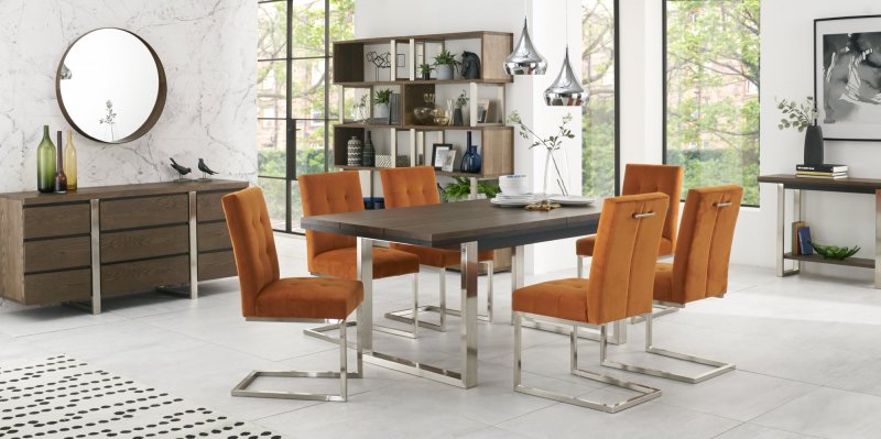 Bentley Design Trevino 6-8 Dining Table Set (Cantilever Harvest Pumpkin)