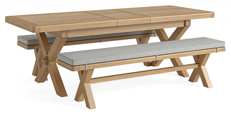 Newmarket Cross Leg Extending Dining Table (Benches)