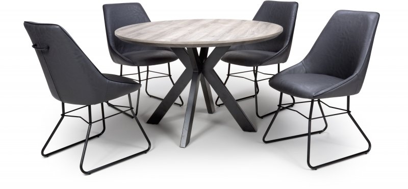 Miranda Round Table 1.2m with Grey Crystal Chairs