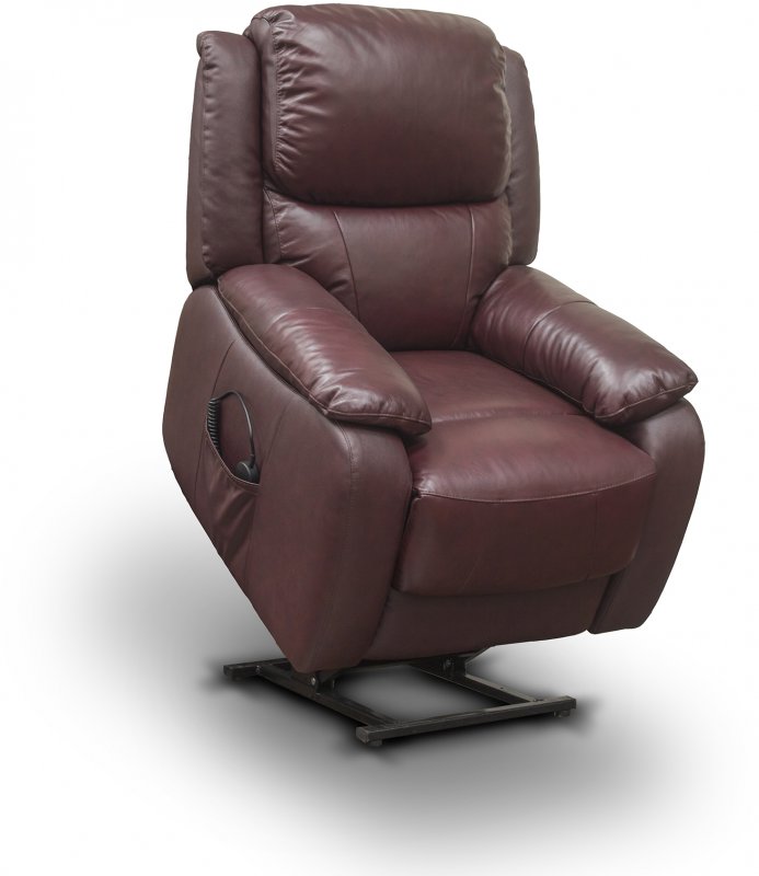 Paloma Dual Motor Riser Recliner Burgundy (Leather/Match)