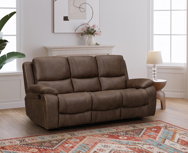 India 3 Seater Manual Recliner in Chocolate