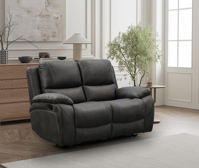 India 2 Seater Manual Recliner in Charcoal