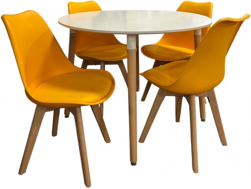 Upton Round Table & 4 Upton Chairs