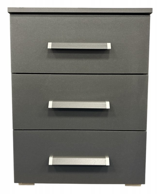 Evelyn 3 Drawer Bedside in Grey