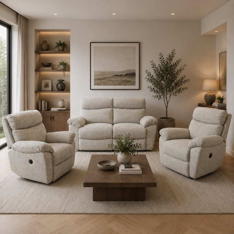 Casey 2 Seater Power Recliner & 2 Power Recliner Chairs