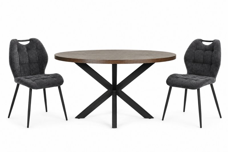 Natalie Dining Table with 2 Ally Charcoal Chairs