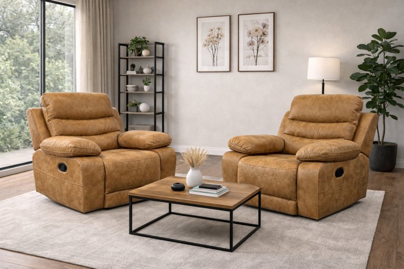 Set of 2 Maddison Manual Recliner Arm Chairs