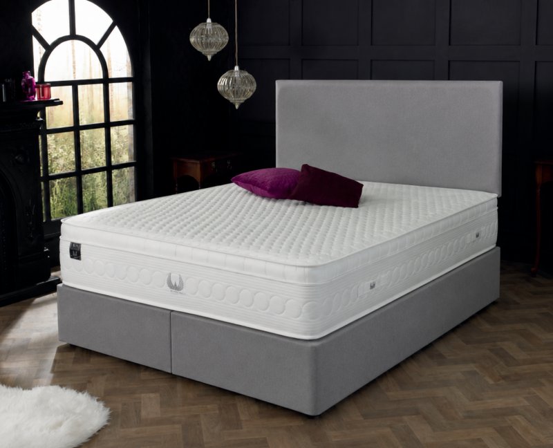 6ft Pocket Sprung Blue Cool Memory Foam Mattress with Front Open Ottoman Base