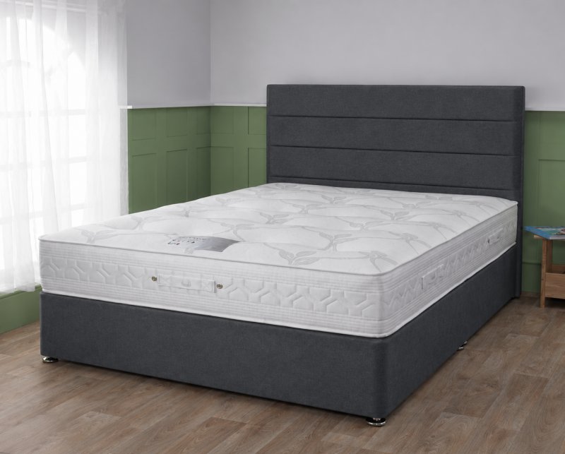 5ft 1000 Pocket Mattress with base and Sophia Floor Standing Headboard