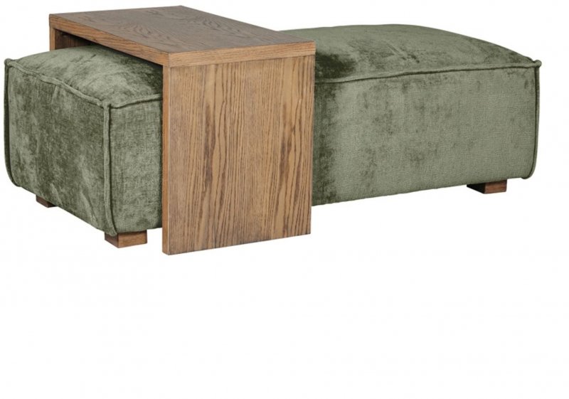 Belese Ottoman and Coffee Set in Olive