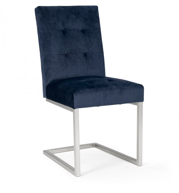 Trevino Upholstered Cantilever Dark Blue Velvet Chair