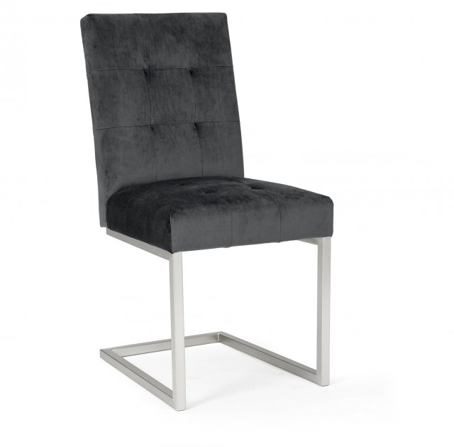 Bentley Design Trevino Upholstered Cantilever Dark Gun Metal Velvet Chair