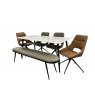 Alia 1.6m White Table with Bench & 4 Dining Chairs