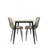 Mia Square Dining Table and 2 x Leon Velvet Grey Dining Chairs